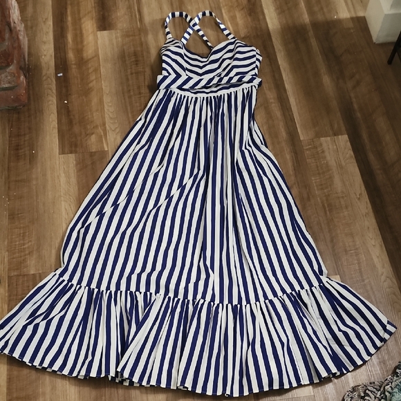 J.Crew Striped Maxi Dress Navy White Coastal Summer Vacation - Picture 11 of 16